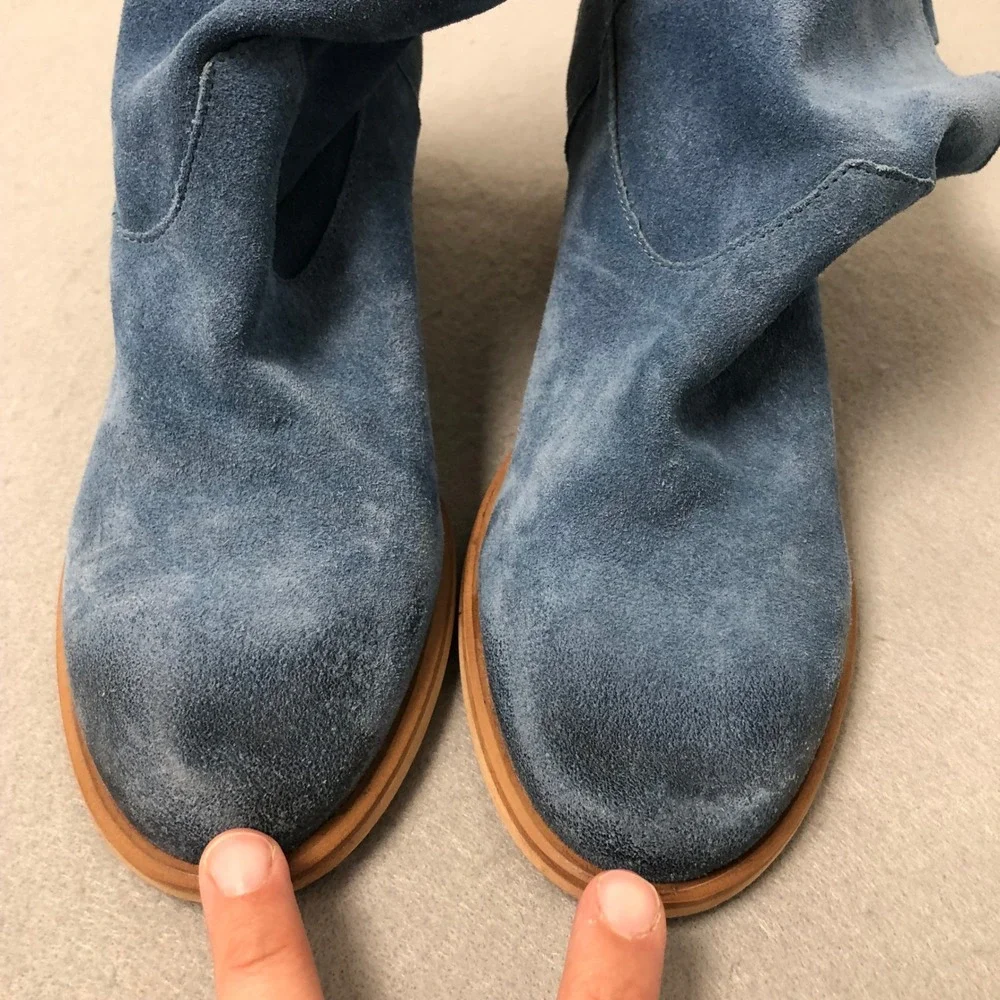 Sundance Suede Ankle Boots Women 38 Blue Western Stacked‎ Block Heel Albania